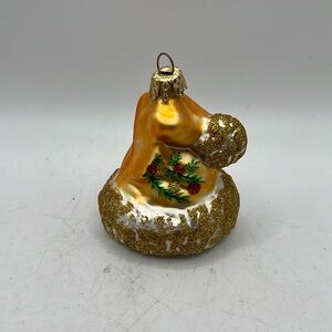 Vintage Handblow Painted Glass Ornament Santa Hat Collectible Decor Christmas
